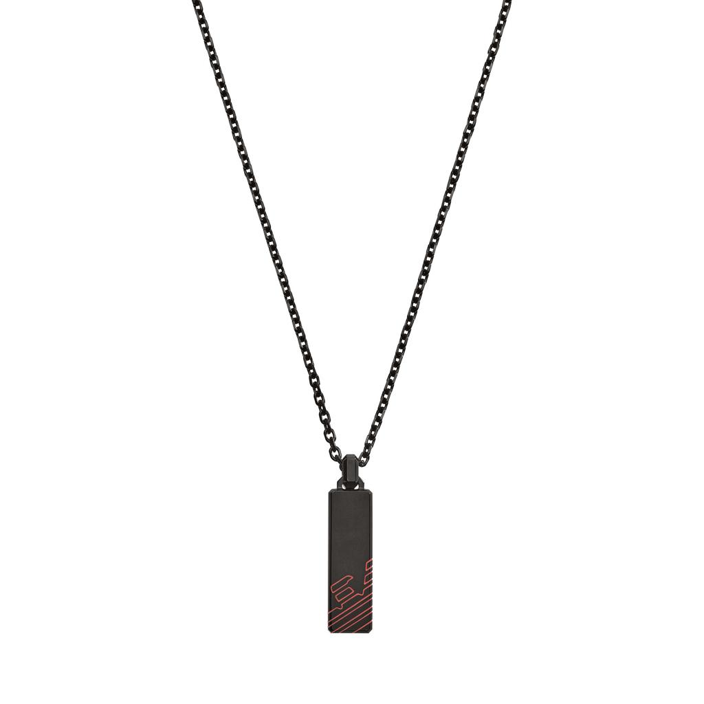 Emporio Armani Fashion Eagle Pendant Steel Necklace Men Necklace Black Red EGS2593001