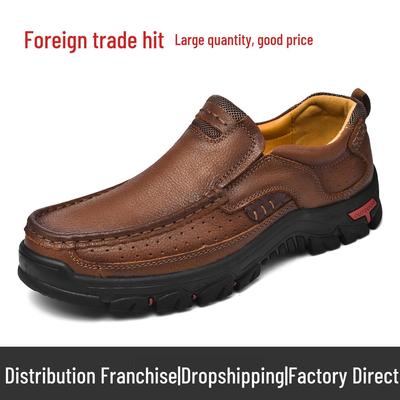Herren Outdoorschuhe Freizeit Slip-On Lederschuhe - Große Größe, Rutschfest, Verschleißfest, Weiche Sohle