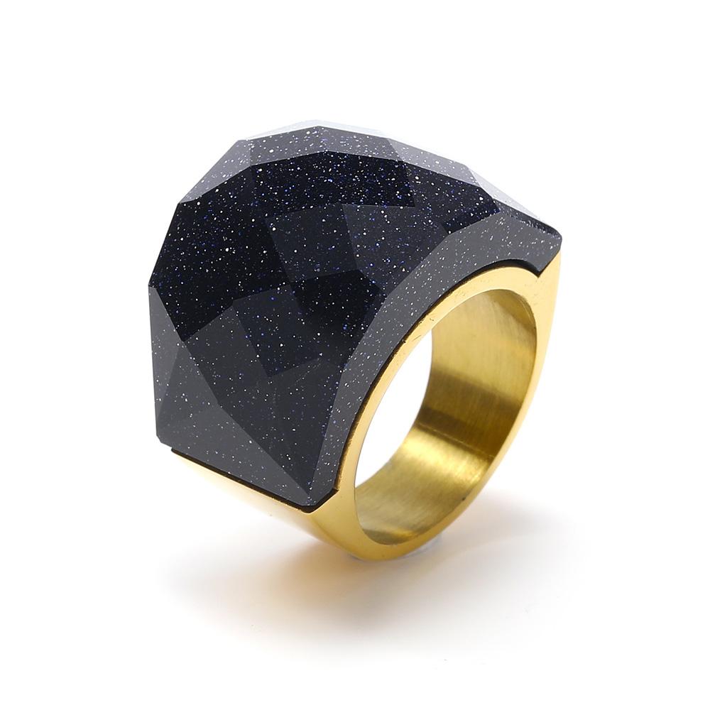 Titanium Steel Bold Gradient Ring Semi-Transparent Multi-Color Zircon Jewelry Edgy Stackable Everyday Accessories