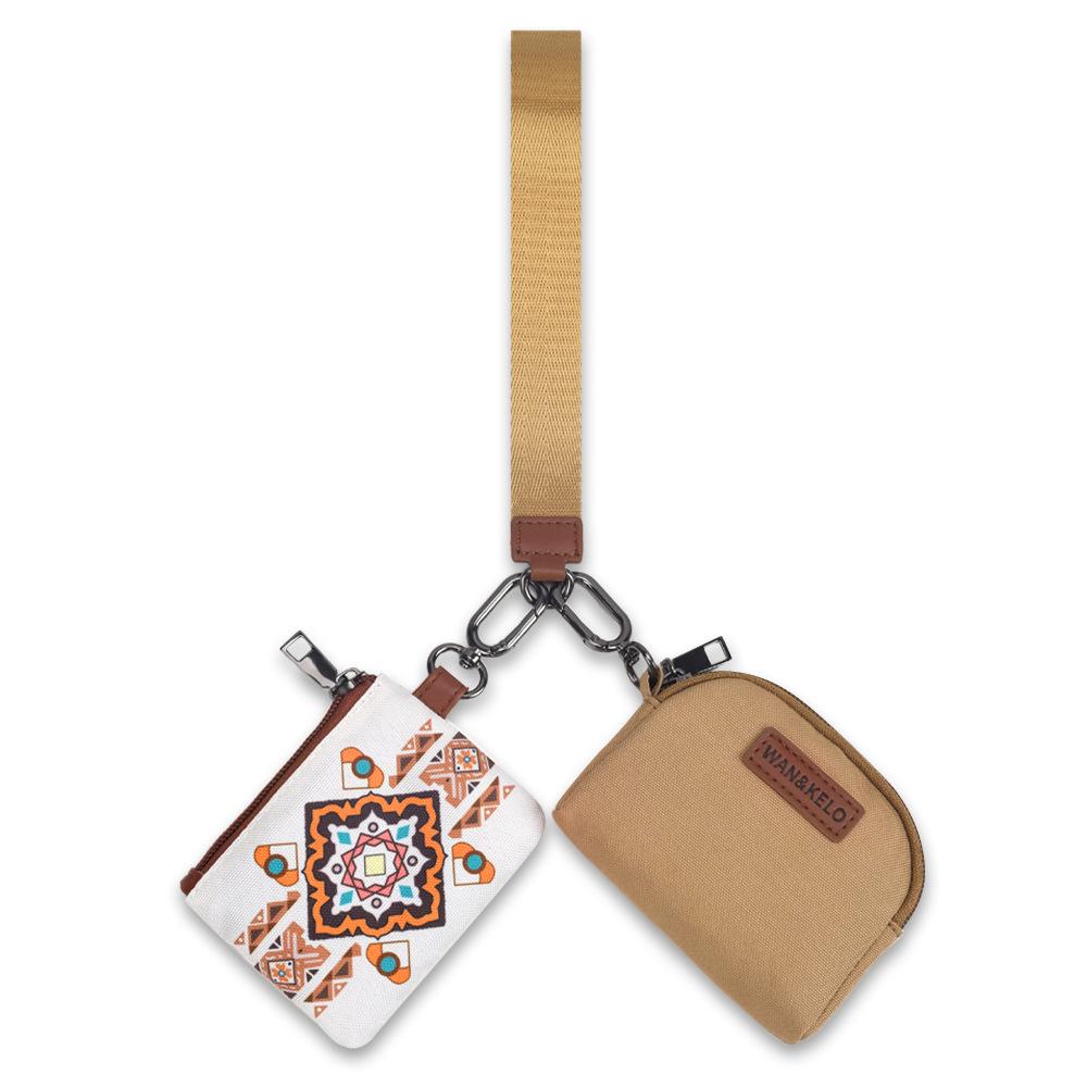 Bohemian Ethnic Style Small Double Bag, European and American Retro Key Bag and Wrist Bag