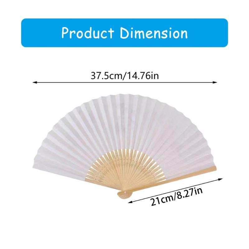 Pack of 10 Chinese Plain Paper Fan for Art Calligraphy and Decorations White Handheld Folding Fan Wedding Parties Decors