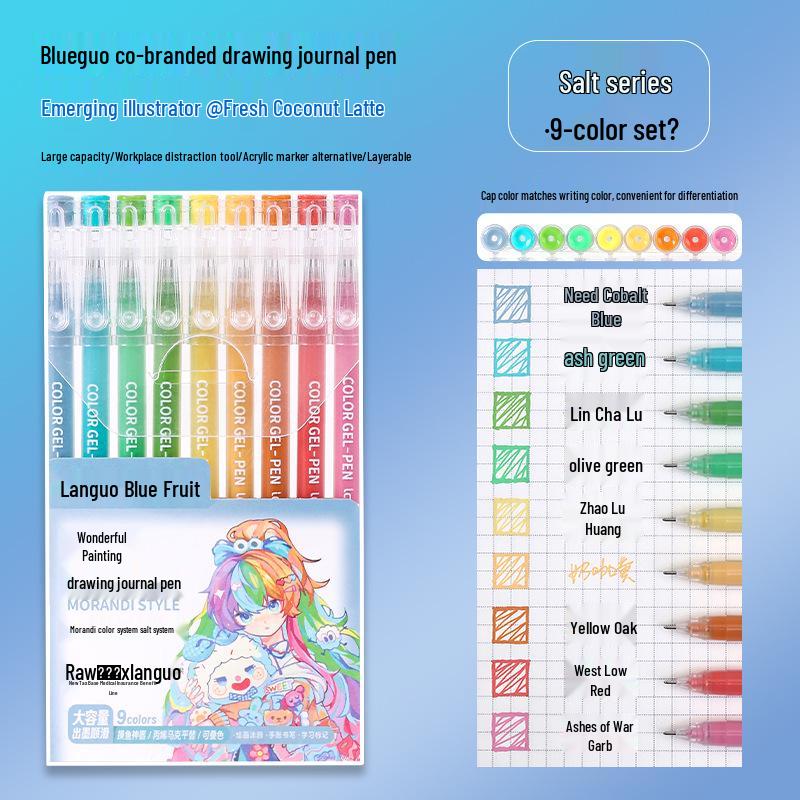Blue Morandi Fluorescent Highlighter Notebook Pen for Notes & Drawing