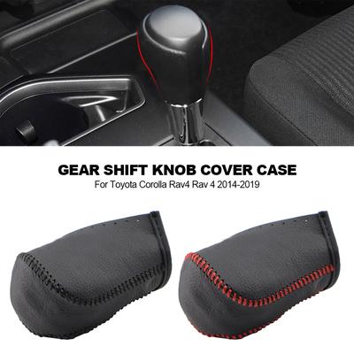 Leather Gear Shift Knob Cover for Toyota Corolla Rav4 Rav 4 2014-2019 Automatic Hand-Stitched DIY Gear Shift Collars