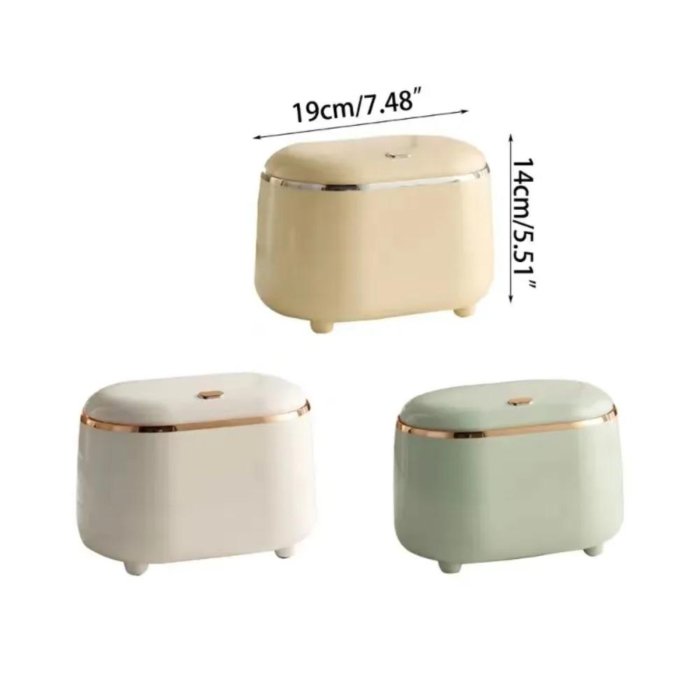 With Lid Small Wastebasket Oval Waste Garbage Bin Useful Desk Organizer Countertop