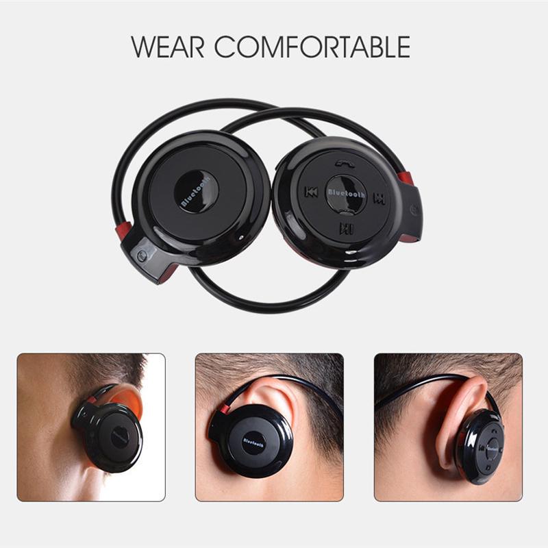 VAORLO Suport căști sport fără fir TF Card Conectare mod FM Căști cu microfon HD Căști pentru toate telefoanele inteligente