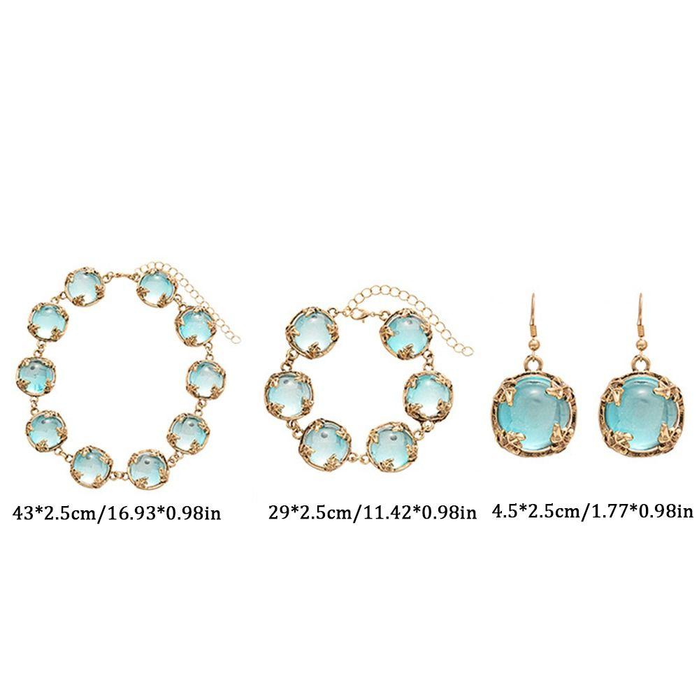 Fashion Bracelet Light Luxury Clavicle Chain Minimalism Blue Necklace Earring  Women