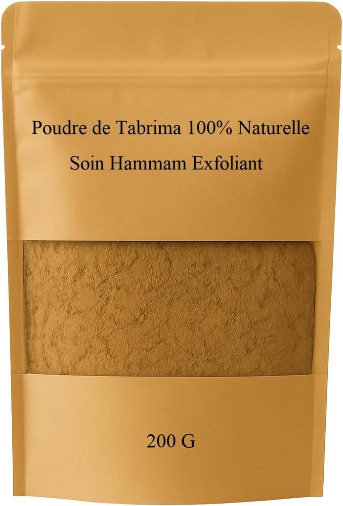 Tabrima Natural Exfoliant 200g – Herbal Hammam Body Scrub | Botanical Peeling Clay | Family Size Moroccan Skincare