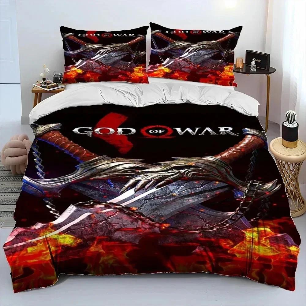 God of War Game Bedding Set Gamers Kratos Duvet Cover Set Boys Girls Twin Queen King Size Duvet Cover Pillowcase Bed Boys Adult