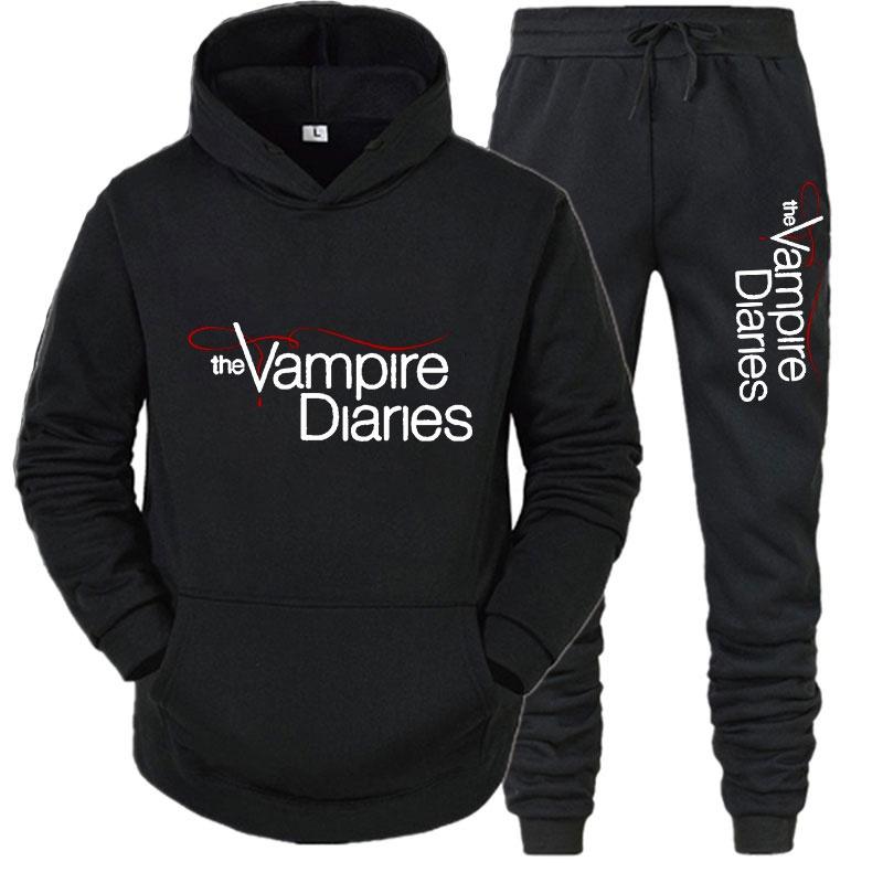 

Спортивный костюм V-Vampire Diaries для женщин и мужчин, модный пуловер с капюшоном, комплект брюк, повседневная толстовка со штанами, костюмы для мужчин