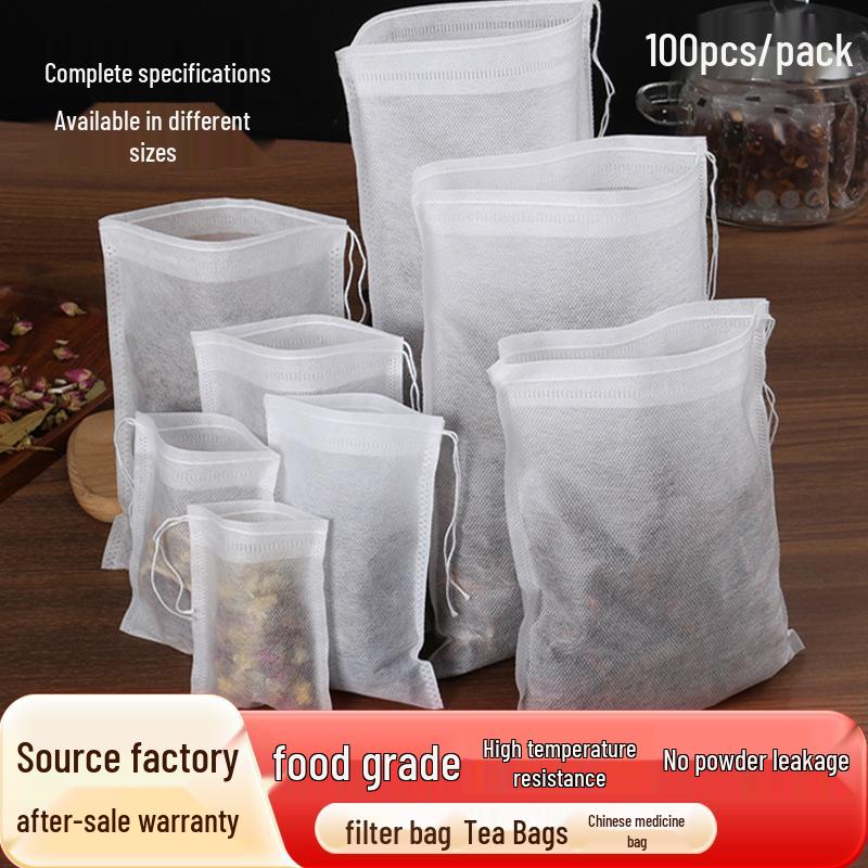 

100-Pack Disposable Non-Woven Fabric Filter Tea Bags for Chinese Medicine and Spice Separation 5*7 cm (100-pack)
