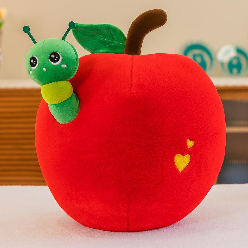 Simulation Orchard Persimmon Mangosteen Cartoon Caterpillar Apple Plush Toy Creative Stuffed Imitation Fruit Pillow Home Decor
