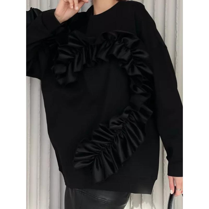 Женская осенне-зимняя повседневная свободная толстовка Love Lace Clash Color с круглым — фото 8