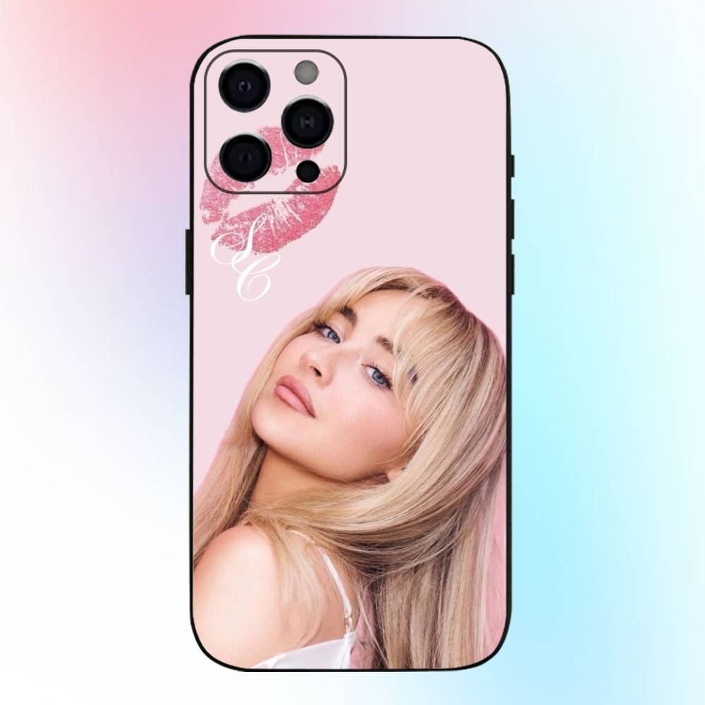 Sabrina Caprenter Phone Case For iPhone17,16,15,14,13,12,11 Plus,Pro Max Soft Black Cover