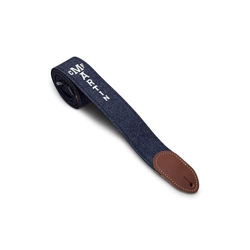 Martin Eco-Denim Guitar Strap ? Blue (18A0077) | Sustainable Cotton Denim with Vegetable-Tanned Leather Ends | Lightweight, Adjustable, and Eco-Friend