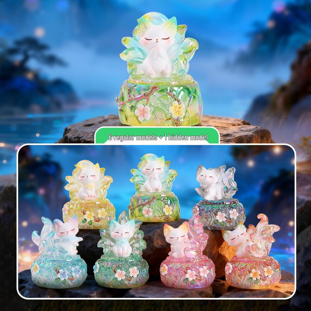 Qingqiu Nine-Tailed Fox Blind Box Figurine - Trendy New Year Gift & Desktop Decoration
