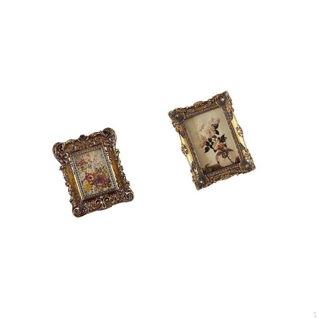Hand Carved Ornate Floral Photo Frame Vintage Resin Decorative Picture Holder Tabletop Wall Mounted