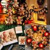 Christmas Gift Wrapping Accessories Gingerbread Man Wooden Ornaments, Cute Xmas Tree Fireplace Ornament Set Hanging Decoration for Holiday Party