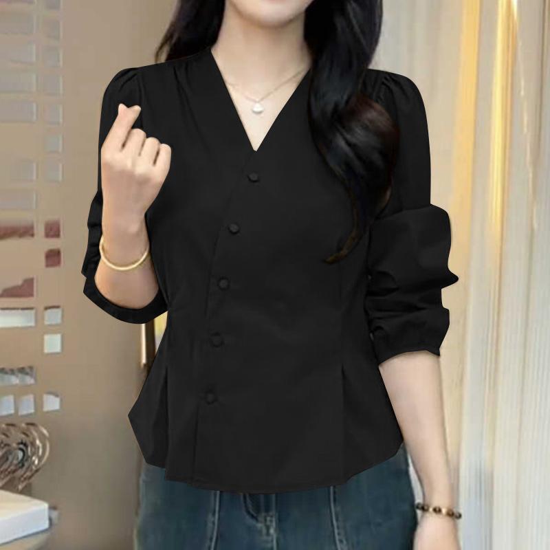 

ZANZEA Women Casual V-Neck Loose Long Sleeve Blouse XL чорний