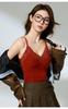White-Enhancing V-Neck Lace Warm Camisole with Chest Pads - Women's Autumn/Winter Base Layer