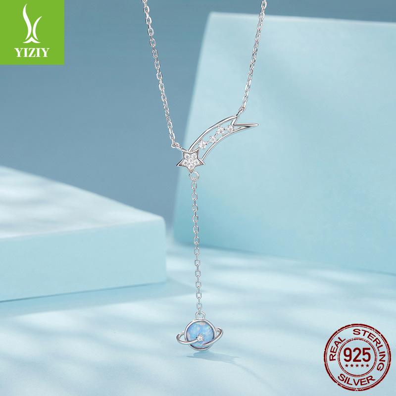 Design, Planet Opal Necklace S925 Sterling Silver Platinum Plated Necklace Women'S Versatile Premium Sense