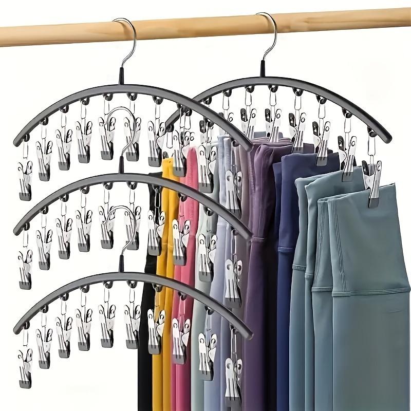 1PC curved multi-clip hanger with 10 non-slip clips and rubber coating -
