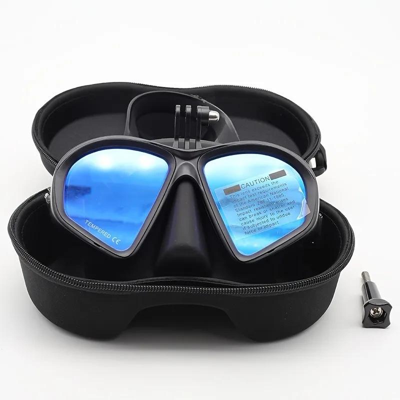 

Маска для фридайвинга, двухоконная закаленная стеклянная маска для дайвинга - водонепроницаемая, антизапотевающая, гальванизированная маска для снорклинга с креплением для камеры