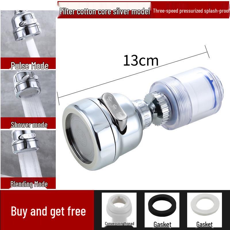 Universal Kitchen Faucet Aerator & Anti-Splash Shower Head with Filter