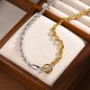Vintage Metal Necklace for Women Hip Hop Gold&Silver Color OT Buckle Necklaces Female Clavicle Chain Trendy Jewelry