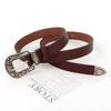 Pu Waistband Leather With Metal Pin Buckle And Carving Design Womens For