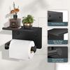 Adhesive Toilet Paper Holder Stainless Steel With Storage Shelf Toilet Paper Towel Holder Wall-mount Bathroom Storage Organizer