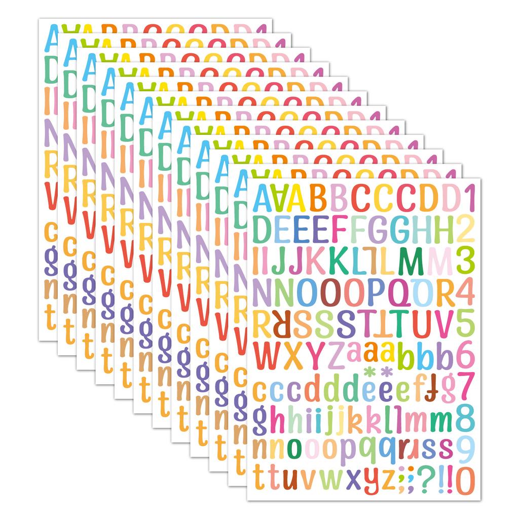 Letter Stickers European and American Home Decoration Personalized Toys Stationery Waterproof Color Digital Stickers Waterproof