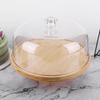 Wood Cake Plate with Clear Dome Lid Non-slip Pastry Stand Wooden Pedestal Stand for Cheese Chips Fruit Platter
