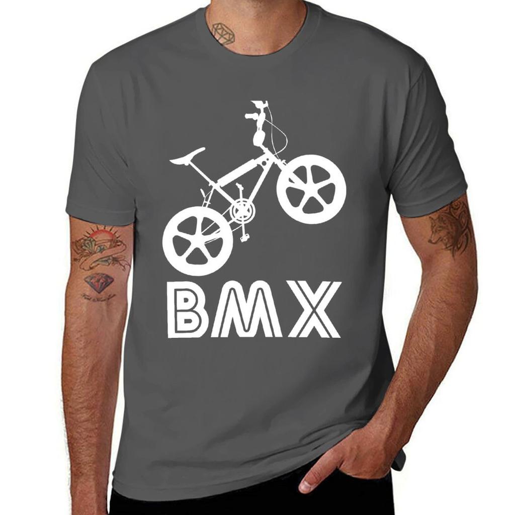 BMX Silhouette White TShirt Fashion Graphic Tee for Men