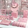 Schmuckständer - rosa Samt-Vitrine für Halsketten, Ringe und Accessoires