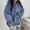 Felpa con cappuccio da donna con stampa di lettere, manica lunga oversize, tasca, felpa larga per primavera, autunno, inverno