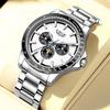 LIGE Unique Dial Quartz Man Watch Stainless Steel Business Luxury Clocks 24-Hour Moon Phase Waterproof Date Week Watches