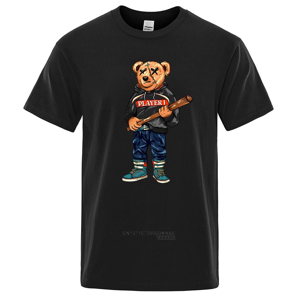 

Teddy Bear Badass In Fashion Hip Hop Outfit Men T Shirt Loose Tee Clothes Summer Cartoon Streetwear Casual Women Short Sleeve 4XL