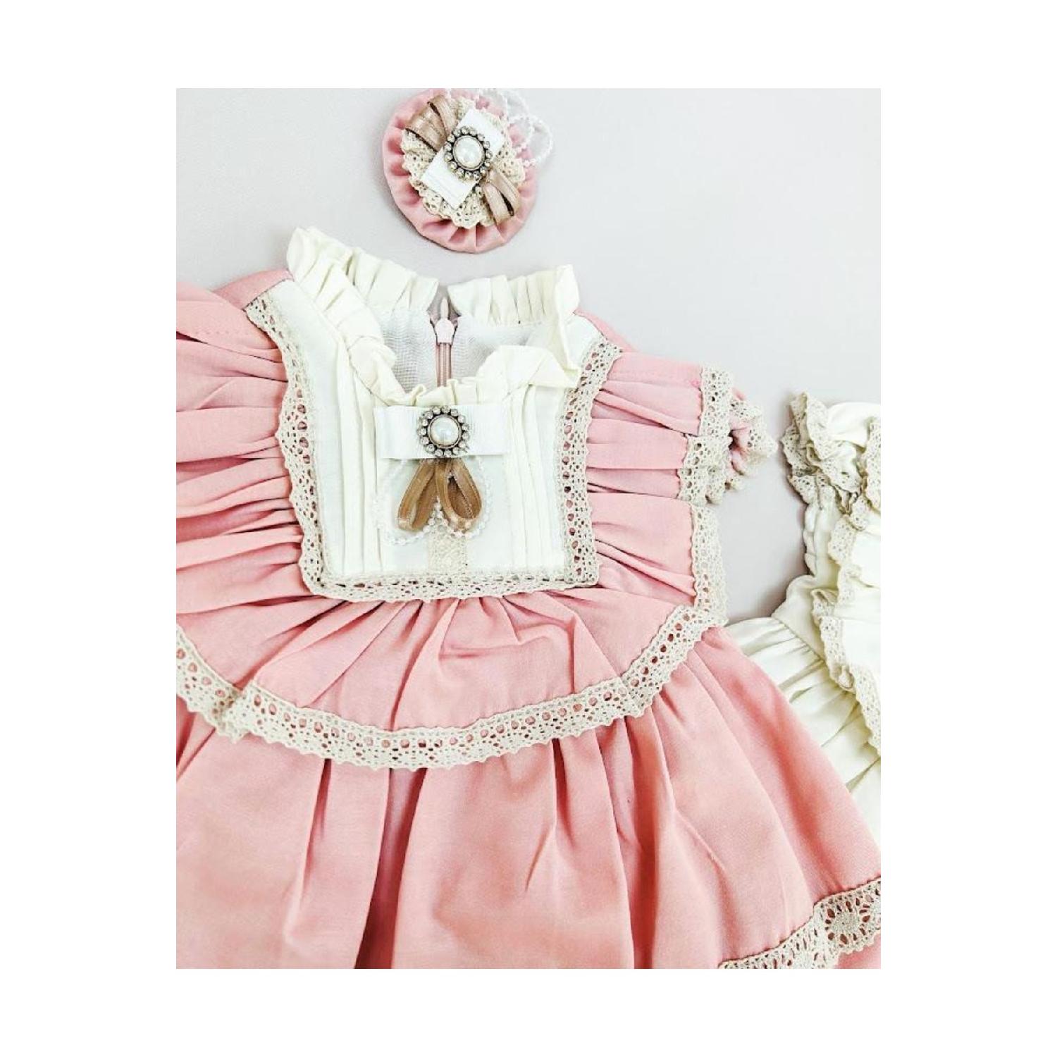 

Винтажное платье с жемчугом для девочки на день рождения 3 YAŞ розовый