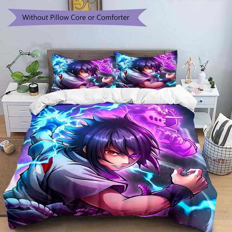 3pcs NARUTO Design Cover Set - HD Printed Bedding with 1 Cover and 2 Pillowcases - Perfect for Home and Dorm Decor