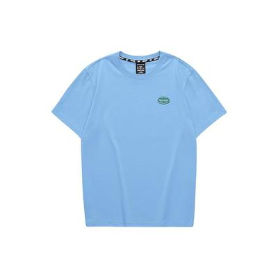 Colorful Casual Series Letter Print Round Neck Short Sleeve T-Shirt Unisex Tops Melancholy-Blue L223U044-00J5