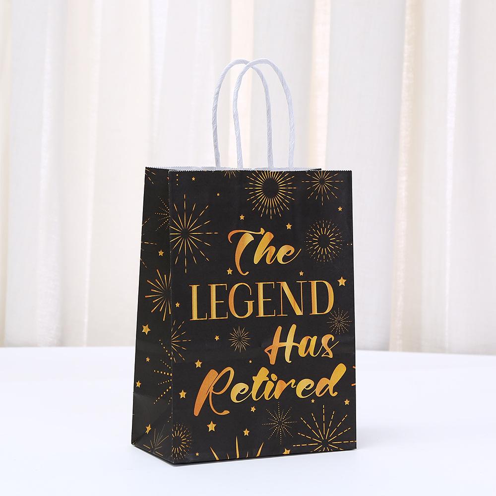 StoBag 2026 NEW retirement party black gold paper bag gift wrapping bags for sweets packaging thank you candy birthday gift