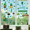 PVC-dekal Klistermärken St Patrick's Day Dekorationer Klistermärken med Klöver Småfolk Design för Fönster Spegel Glasdörr Dekorer