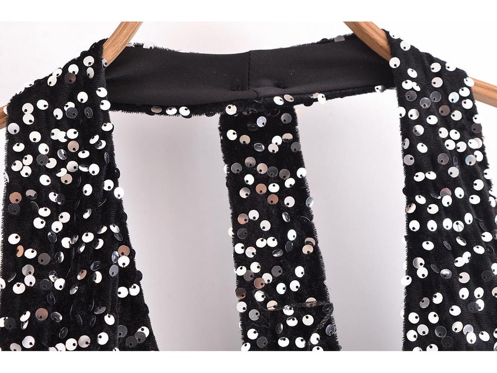 Women's 2024 Winter European & American Style Sequin Balloon Dress