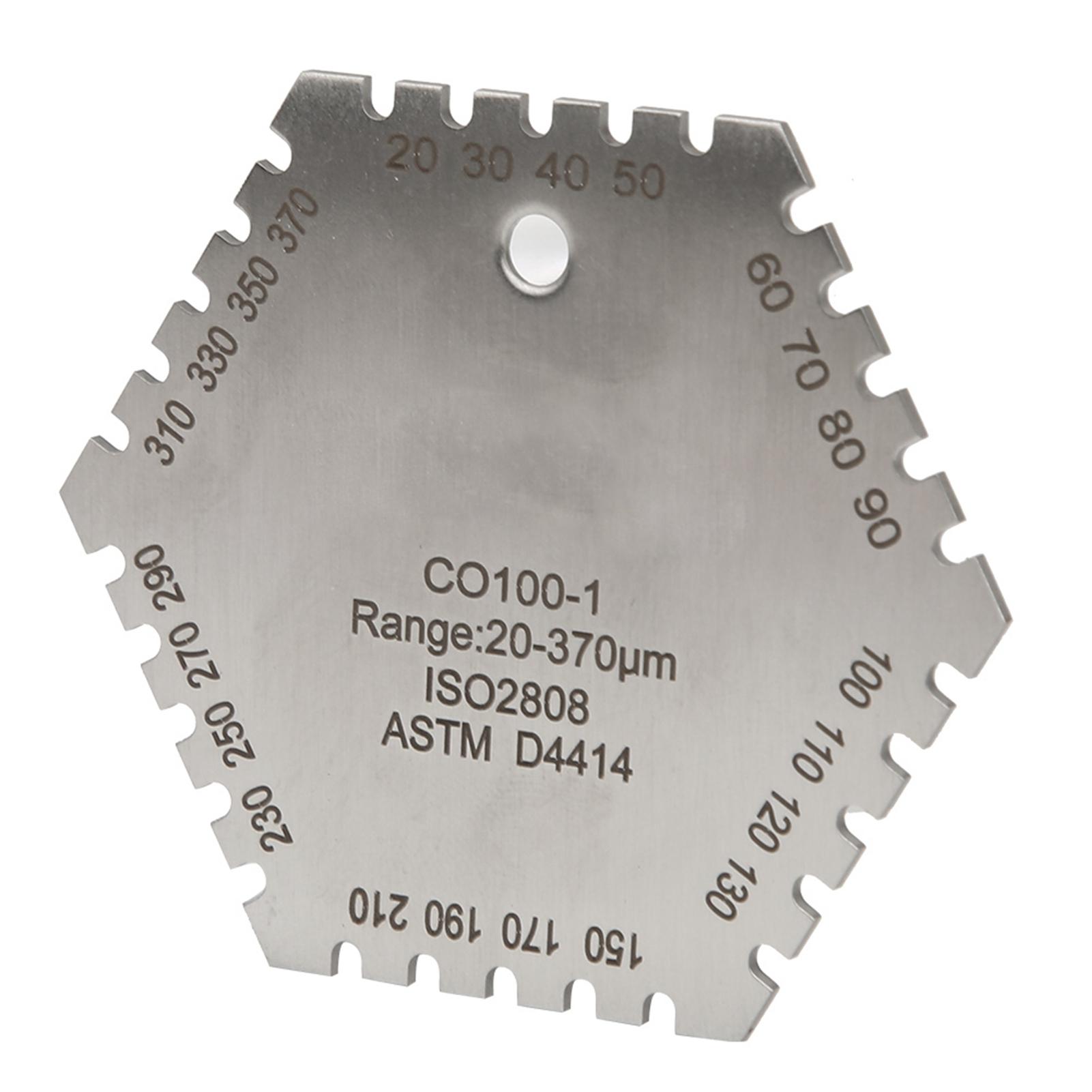 

CO100 1 20 370um Stainless Steel Hexagonal Wet Film Comb Card Thickness Gauge Meter