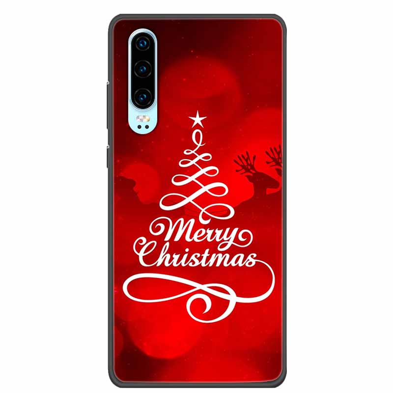 Christmas Phone Cases For Huawei P30 Pro P30 lite Case Black Silicone TPU Soft Cover For Huawei P30 Pro Santa Claus Bumper Funda