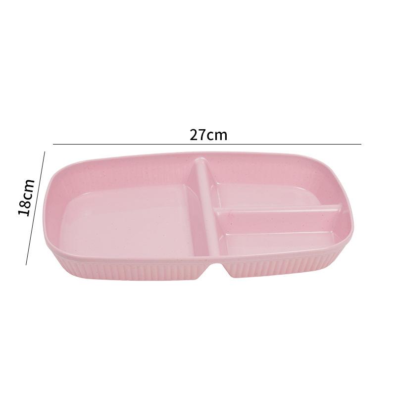 Household Simple Wheat Straw Compartment Dinner Plate Multifunctional Dinner Plate Noodles Vegetables Breakfast Plastic Plate
