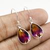 Ametrine Quartz Earrings, Bezel Earring, Handmade Earring, 925 Sterling Silver Teardrop Quartz Earrings, Gift for Her