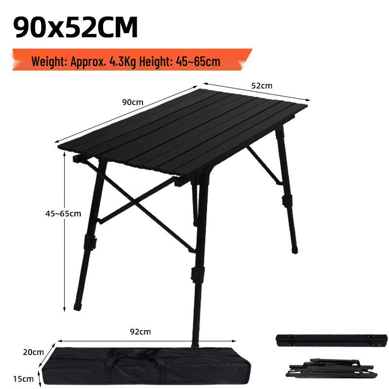 ZISIZ Wood Grain Aluminum Alloy Folding Table