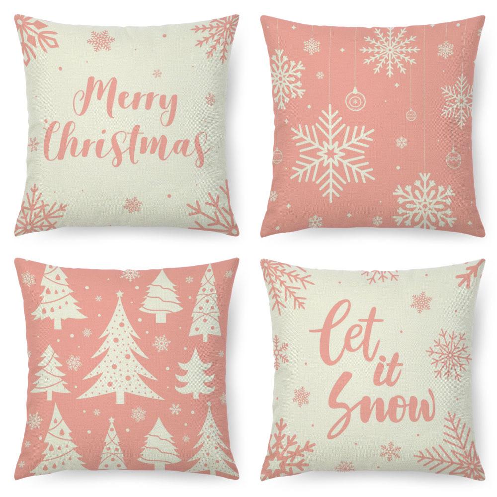 Imitation Linen Pillow Case Home Decoration Christmas Pillow Four-piece Set Living Room Sofa Cushion Cover Bedroom Pillow