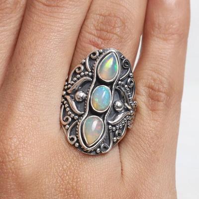 Ethiopian Opal Gemstone Ring, Boho Ring, Handmade Jewelry, Ring For Women, Designer Ring, Statement Jewelry, 925 Sterling Silver